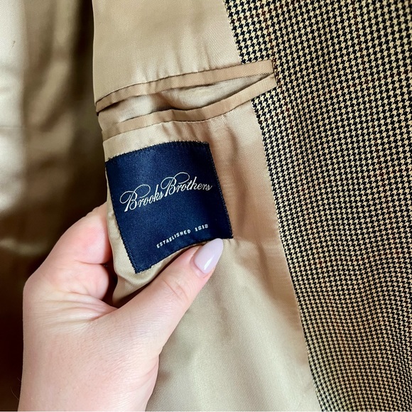 Vintage Italian Wool Hound’s Tooth Brooks Brothers Blazer - Picture 5 of 7